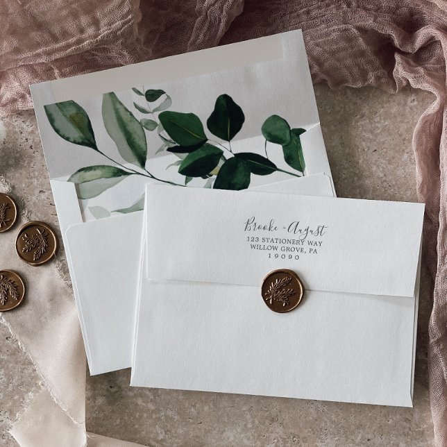 Emerald Greenery Wedding Invitation Envelope (Creator Uploaded)