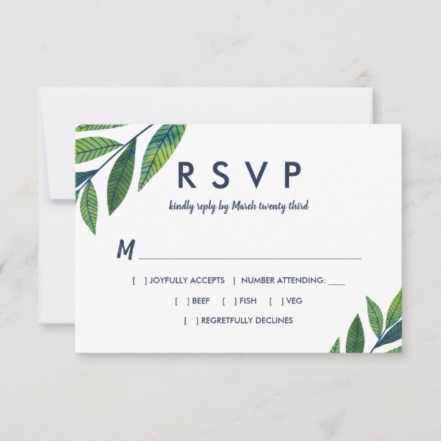 Emerald Greenery Wedding RSVP (Front)