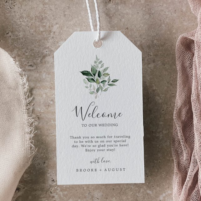 Emerald Greenery Wedding Welcome Gift Tags (Creator Uploaded)