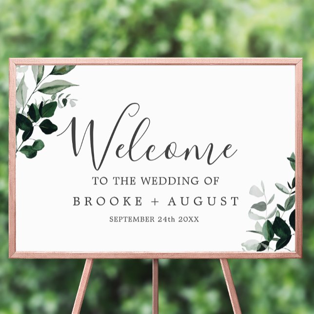 Emerald Greenery Wedding Welcome Poster (Creator Uploaded)