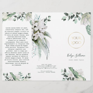 emerald greenery white flowers brochure
