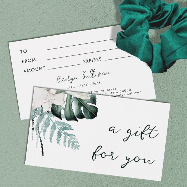 emerald greenery white flowers gift card (Creator Uploaded)