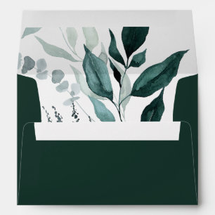 Emerald Greenery Woodland Leaf Wedding Invitation Envelope