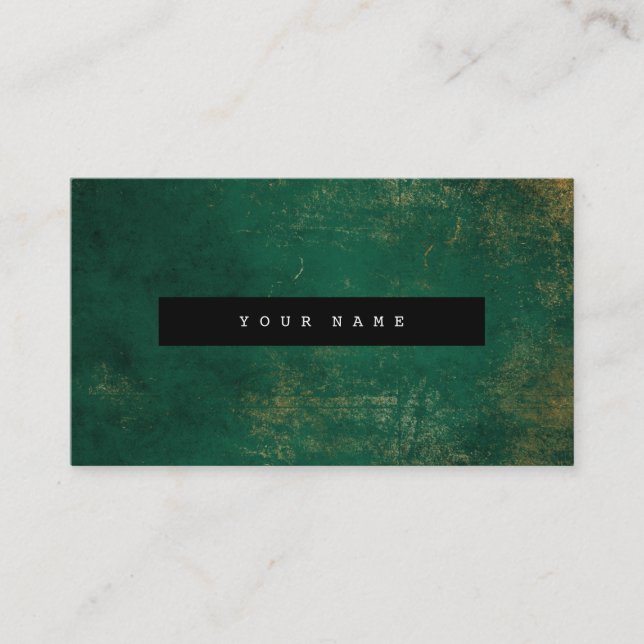 Emerald Grungy Distressed Gold Marble Vip Business Card (Front)