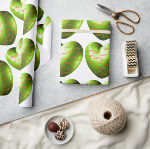 Emerald Heart Filled With Love Wrapping Paper