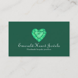 Emerald heart jewel jewellery green business card