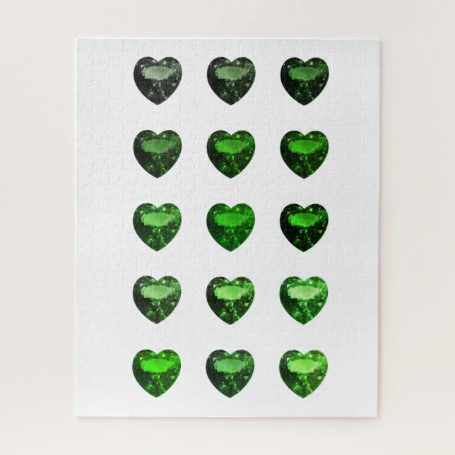 Emerald Heart shape Green Gemstone Puzzle (Vertical)