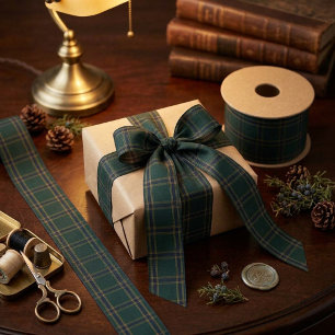 Emerald Heritage Tartan Plaid Luxury Old Money Satin Ribbon
