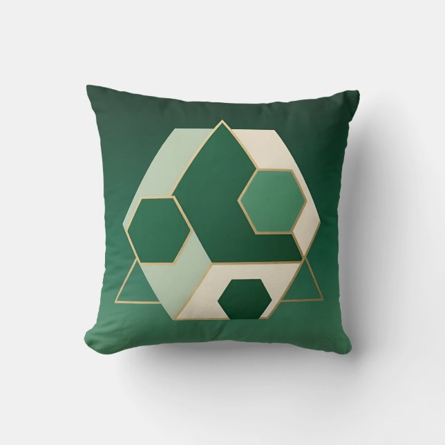 Emerald Hexagon Geometric Luxe Cushion (Front)