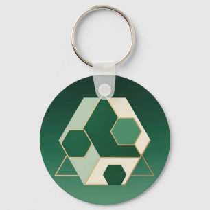 Emerald Hexagon Geometric Luxe Key Ring