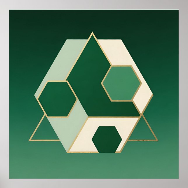 Emerald Hexagon Geometric Luxe Poster (Front)