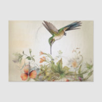 Emerald Hummingbird Spray of Orange Red Flowers