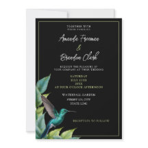 Emerald Hummingbird Tropical Leaves Wedding