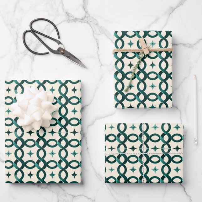 Emerald Interlocking Circles Gift Wrap A Refined (Front)