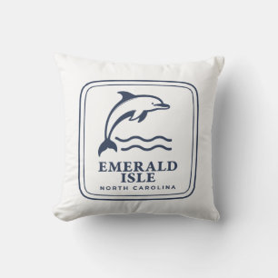 Emerald Isle North Carolina Dolphin Coastal Beach Cushion