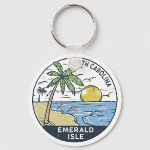 Emerald Isle North Carolina Vintage Key Ring
