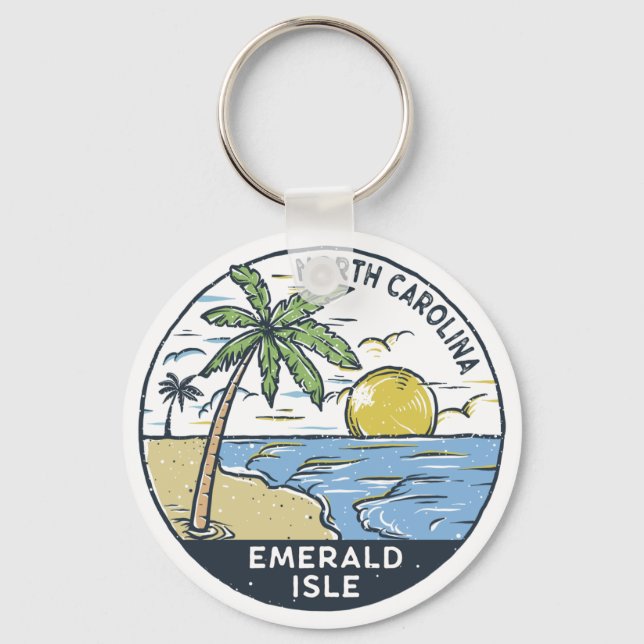 Emerald Isle North Carolina Vintage Key Ring (Front)