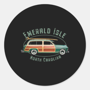 Emerald Isle North Carolina Vintage Surfing  Classic Round Sticker