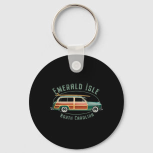 Emerald Isle North Carolina Vintage Surfing Key Ring