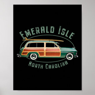 Emerald Isle North Carolina Vintage Surfing Poster