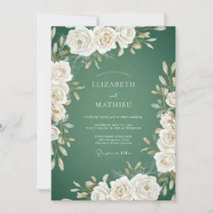 Emerald Ivory Foliage Eucalyptus Wedding Invitation
