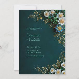 Emerald Ivory Gilded Wedding Invitation