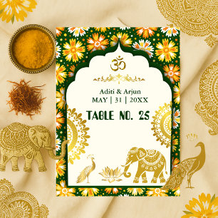 emerald ivory traditional hindu wedding seating  table number