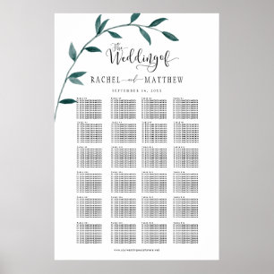 Emerald Ivy Wedding Seating Chart. Customise.  Poster