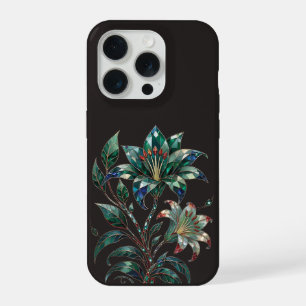 Emerald Jewel Botanical Black Luxury Floral iPhone 15 Pro Case