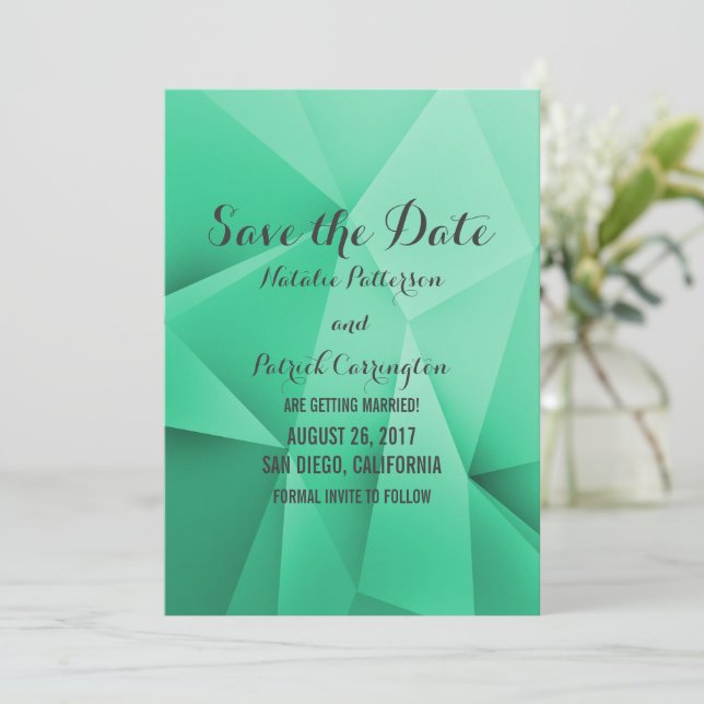 Emerald Jewel Tones Save the Date Invite (Standing Front)