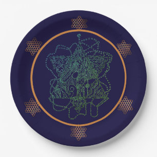 Emerald Jewish Star Paper Plates 