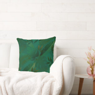 Emerald Jungle Exotic Mystic Tropical Leaves  Cushion