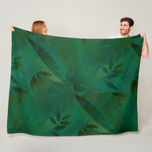 Emerald Jungle Exotic Mystic Tropical Leaves Fleece Blanket
