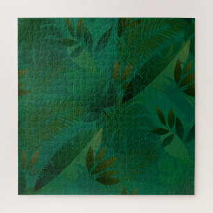 Emerald Jungle Exotic Mystic Tropical Leaves Jigsaw Puzzle