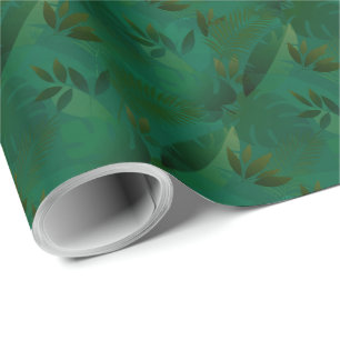 Emerald Jungle Exotic Mystic Tropical Leaves Wrapping Paper