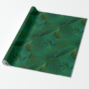 Emerald Jungle Exotic Mystic Tropical Leaves  Wrapping Paper