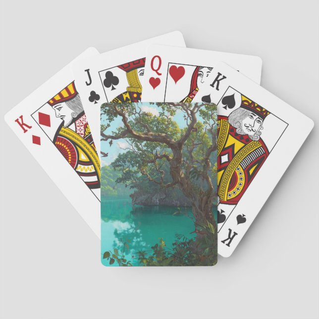 Emerald Jungle Lagoon Playing Cards (Back)