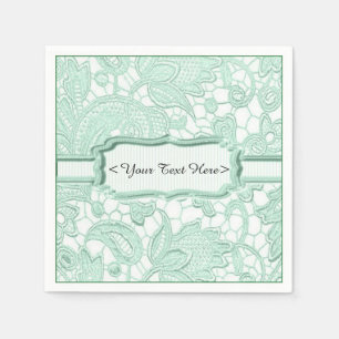Emerald Lace Elegant Green Personalised Napkins