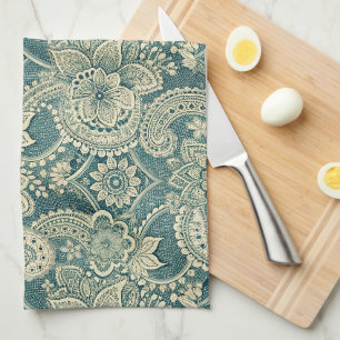 Emerald Lace Medallion Tea Towel