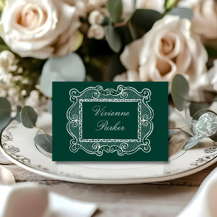 Emerald Lace Old Money Chic Wedding Place Card