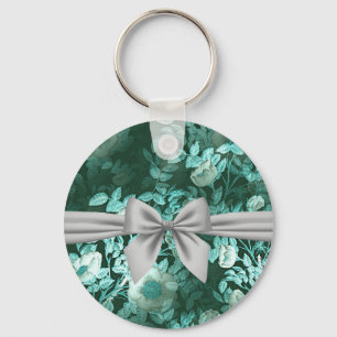 Emerald Lace White Bow Key Ring