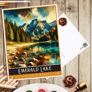 Emerald Lake, Colorado   Vintage Painting Postcard