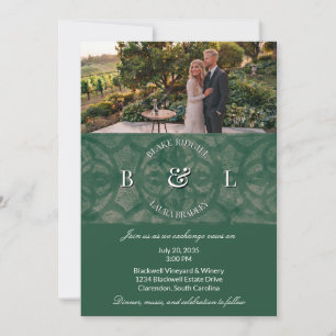 Emerald Lake Fall Custom Monogram And Photo Invitation
