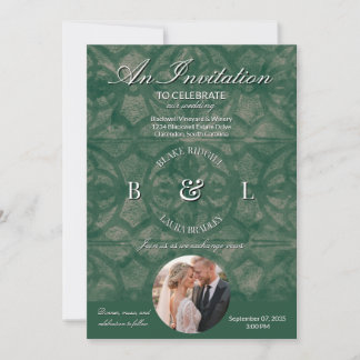 Emerald Lake Fall Muscadine Monogram Custom Photo Invitation