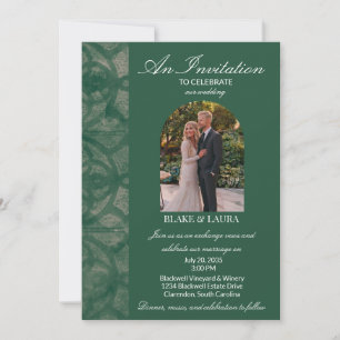 Emerald Lake Muscadine Batik Arch Photo Custom Invitation