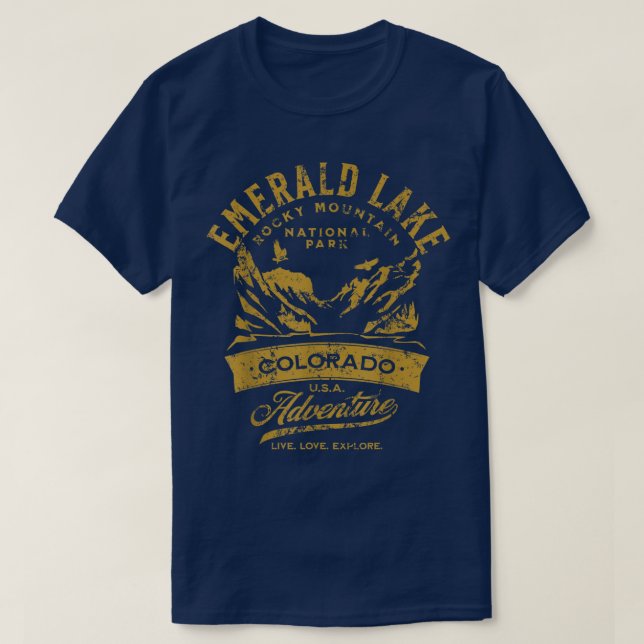 Emerald Lake Rocky Mountain National Park Distress T-Shirt (Design Front)