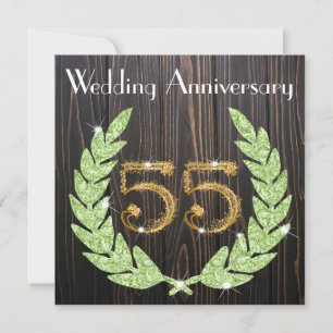 Emerald Laurel & Gold 55th Wedding Anniversary Invitation