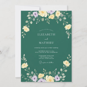 Emerald Lavender Wildflower Wedding Invitation