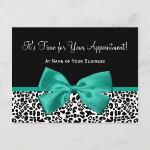 Emerald Leopard Print Salon Appointment Reminder Postcard