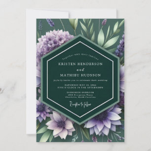 Emerald Lilac Botanical Wedding Invitation